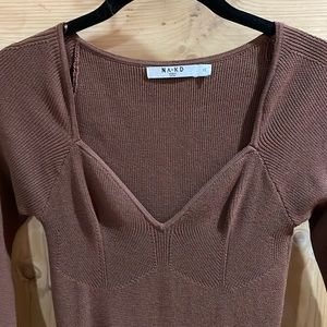 NA-KD brown sweater dress